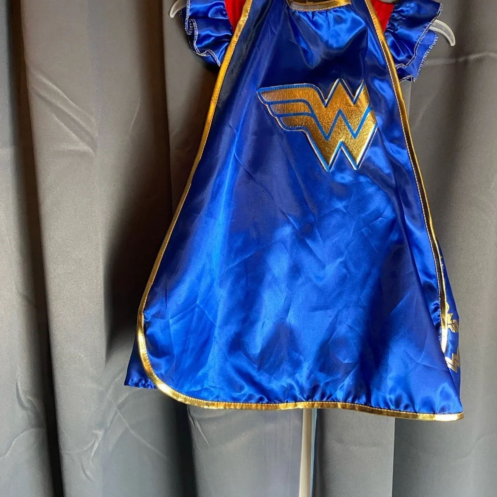 Wonder Woman Kids Costume Dress with Cape, Headband, Wristbands, and Belt- Small